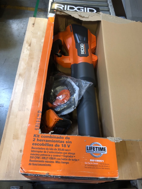 Photo 1 of 18V Brushless 14 in. Cordless Battery String Trimmer and Leaf Blower