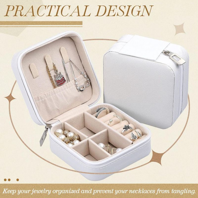 Photo 1 of 2 Pack of Wholesale Jewelry Travel Organizer Small Travel Jewelry Case Bulk Mini Jewelry Organizer Storage Portable for Earring Necklace Bracelet for Small Business Wedding Favors Gifts (White)