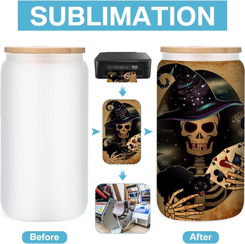 Photo 1 of 16 oz Sublimation Glass Blank, Beer Can Tumbler with Bamboo Lid