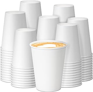 Photo 1 of  12 oz White Paper Cups, Disposable Paper Coffee Cups, Heavyduty Drinking Cups for Hot and Cold Beverage.