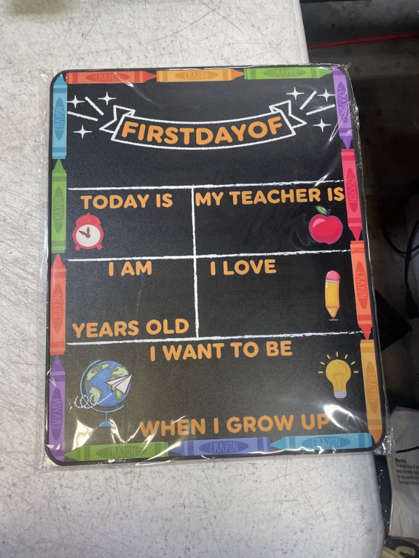 Photo 2 of First Day of School Board Sign, Back to School Chalkboard Sign Supplies, My First and Last Day of School Sign Board, 1st Day of School Chalkboard Sign for Kids First Day of Kindergarten Preschool Sign 1 Pack First and Last Day of School Chalkboard