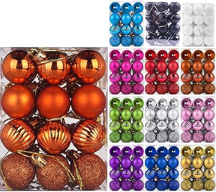 Photo 1 of Emopeak 24Pcs Christmas Balls Ornaments for Xmas Christmas Tree - 4 Style Shatterproof Christmas Tree Decorations Hanging Ball for Holiday Wedding Party Decoration (Orange, 1.3"/3.2CM)
