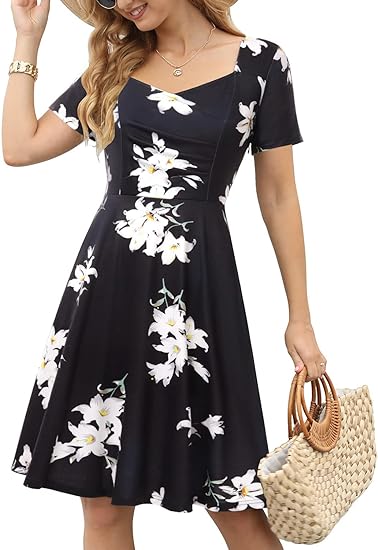 Photo 1 of CHARMYI Tshirt Dresses for Women Casual Summer Floral Flowy A-Line T Shirt Dress for Women with Pockets Midi Length
XL