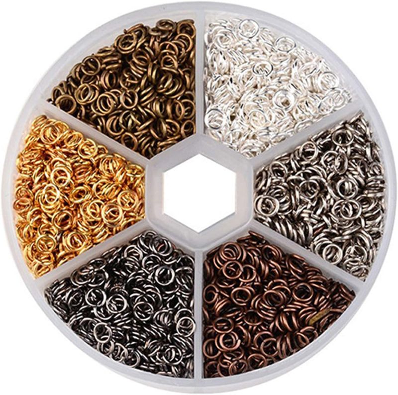 Photo 1 of Open Jump Rings Hotetey 1 Box (About 1800Pcs) Assorted 6 Colors 6mm Open Iron Jump Rings Connectors for Jewelry Making
