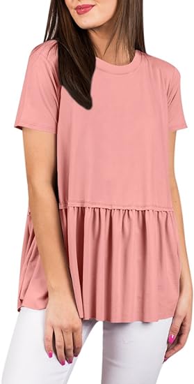 Photo 1 of For G and PL Women Summer Flare Ruffle Swing Shirt Peplum Tops M
