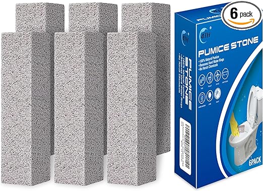 Photo 1 of 4TH Pumice Stone for Toilet Bowl Cleaning,Scouring Stick Powerfully Clean Away Limescale Stain,Hard Water Ring, Calcium Buildup,Iron&Rust. Remover for Tile/Bath-tub/Kitchen Sink/Grill - 6 Pack
