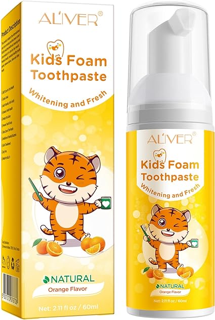 Photo 1 of 1PCS Foam Toothpaste Kids, Foam Whitening Toothpaste, Mousse Toddler Toothpaste, Low Fluoride Foaming Toothpaste and Mouthwash for U Shaped Toothbrush for Kids (1 PC (Orange Child))
