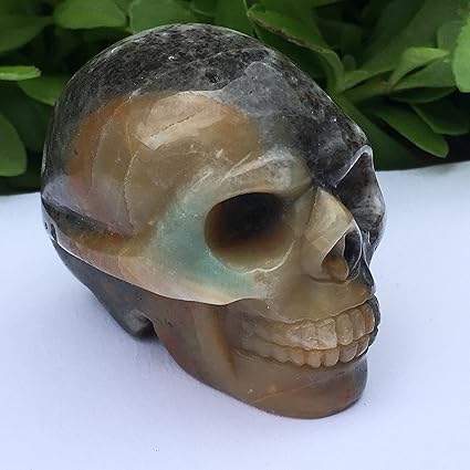 Photo 1 of DHRWGEM 2 inches Natural Quartz Crystal Indian Hand Carved Skull Crystal Gifts Halloween (Amazonite)
