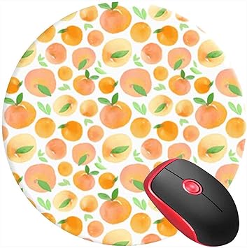 Photo 1 of Mouse Pad Round Gaming Mouse Mat Orange Peach Citrus Fruits Summer, Non-Slip Rubber Base Mousepad Cute Mousemat for Laptop Computer PC Office Home
