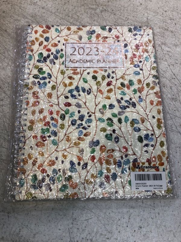 Photo 2 of CRANBURY Large Weekly Monthly Planner 2023-2024, 8.5x11" Daily Calendar Planner Book, Use to June 2024, Schedule Planner Book with Monthly Tabs, Poly Bookmark, Back Pocket, Stickers Leaves Academic 2023-24