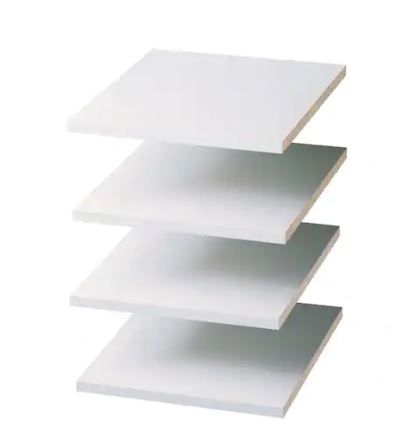 Photo 1 of 14 in. D x 12 in. W Classic White Wood Shelf (4-Pack)
