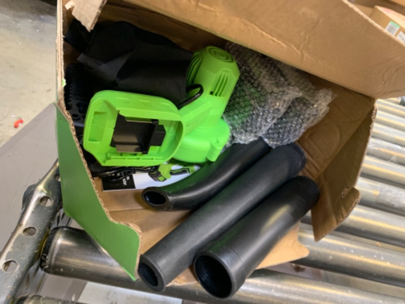 Photo 2 of Alloyman Leaf Blower, 20V Cordless Leaf Blower, with 2 X 4.0Ah Battery & Charger, 2-in-1 Electric Leaf Blower & Vacuum for Yard Cleaning/Snow Blowing. Green