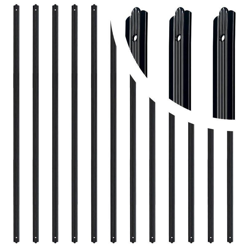 Photo 1 of 25 Pack Flat Black Deck Balusters Metal Deck Spindles Aluminum Balusters for Deck Railing 29.5"x1" Balusters for Staircase Face Mount Outdoor Stair Deck Terrace 29.5 inch Flat 25