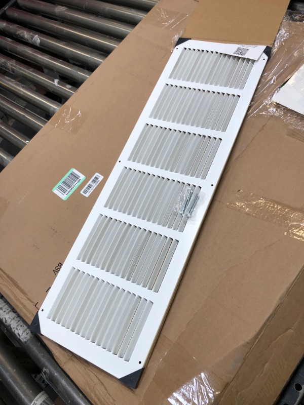 Photo 3 of 30"w X 8"h Steel Return Air Grilles - Sidewall and Ceiling - HVAC Duct Cover - White [Outer Dimensions: 31.75"w X 9.75"h] 30 X 8 White