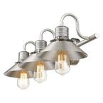 Photo 1 of 26 in. 3-Light Brushed Nickel with Metal Shade Vanity Light Barn
