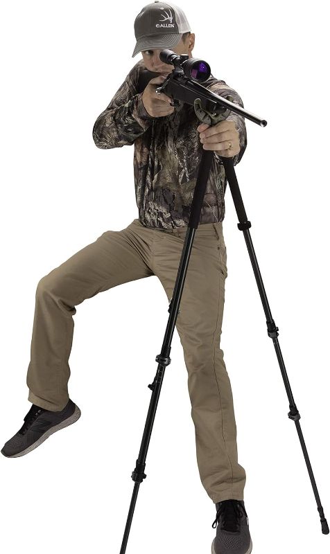 Photo 1 of Allen Company Axial Shooting Stick - Adjustable Tripod/Bipod/Monopod 61 inch by Allen® with Quick-Snap & Rubber Grip Cradle, Black
