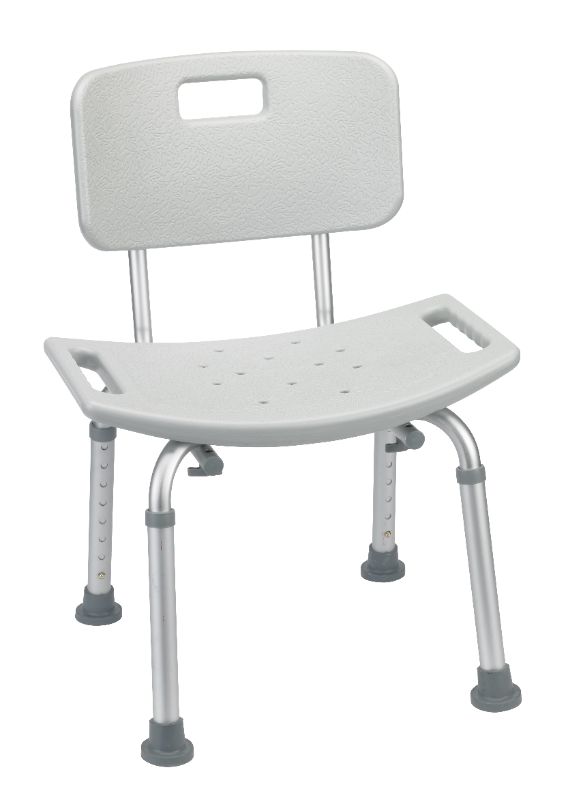 Photo 1 of Deluxe Aluminum Bath Chair with Back, Gray
