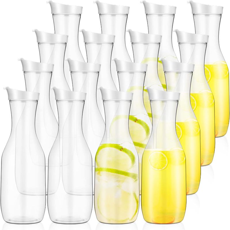Photo 1 of 

Skylety 16 Pcs 50 oz Clear Water Carafe with Flip Top Lid, Plastic Juice Containers Mimosa Bar Supplies Beverage Pitcher for Water, Juice, Iced Tea, Milk,.. {Missing 1 }