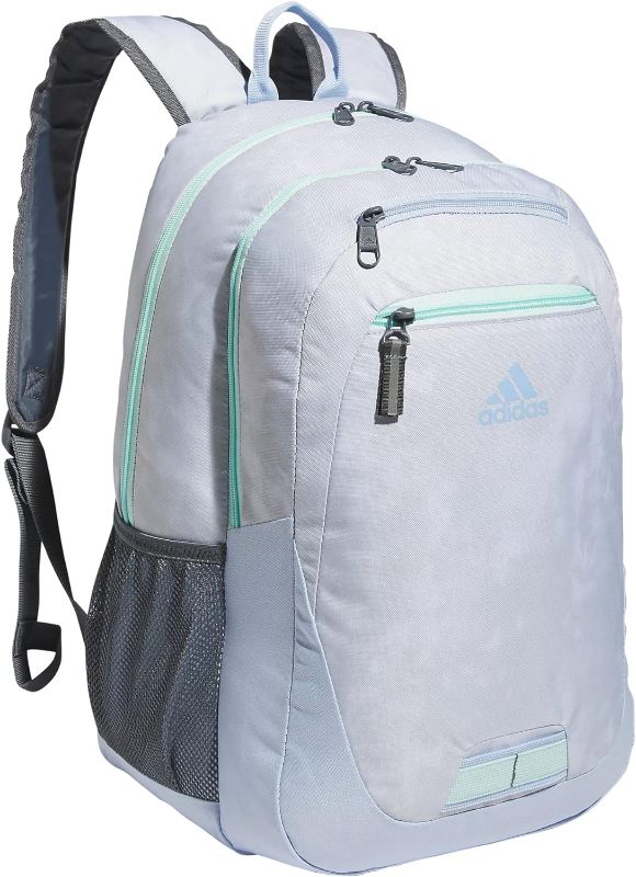 Photo 1 of adidas Foundation 6 Backpack, Stone Wash White/Blue Dawn/Semi Flash Aqua Blue, One Size
