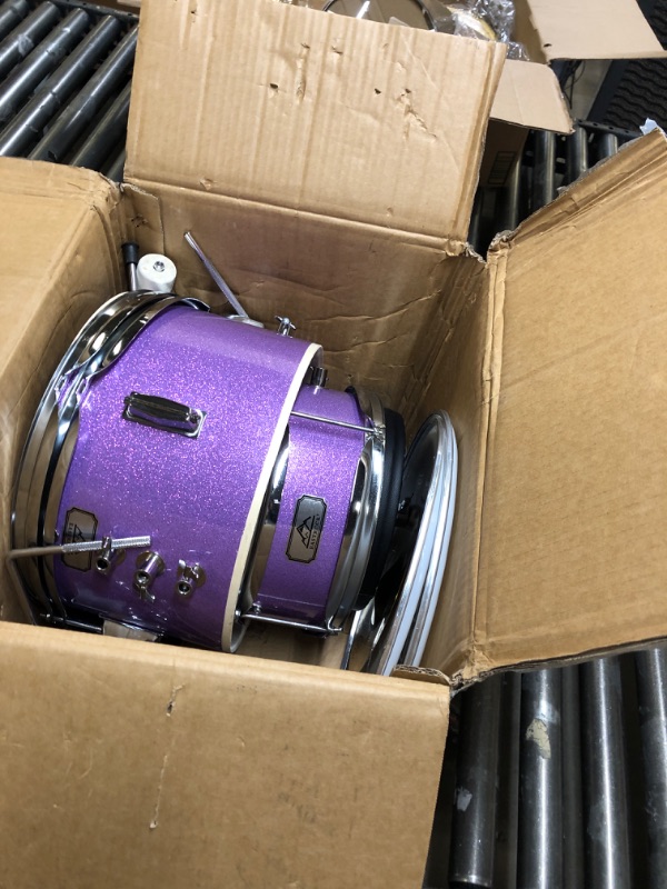 Photo 2 of  --- Box Packaging Damaged, Moderate Use, Missing Parts, Damaged as Shown in PicturesEastrock Kids Drum Set, 3 Piece 13" Drum sets for Kids,Junior,Student,Younth,Beginner Drum set with Throne,Cymbal,Pedal,Drumsticks?Purple?