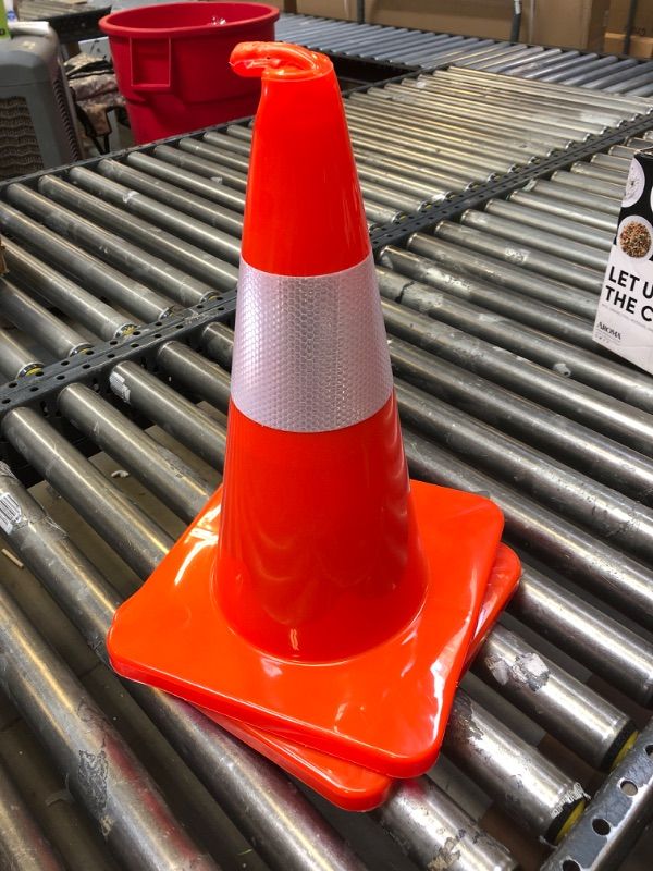 Photo 2 of 2 Pack CRAFTFORCE Safety Cones, PVC Orange Construction Cones with Reflective Collars & Weighted Base, Parking Cones for Construction Events, Traffic Control, Parking Lot 18 inch