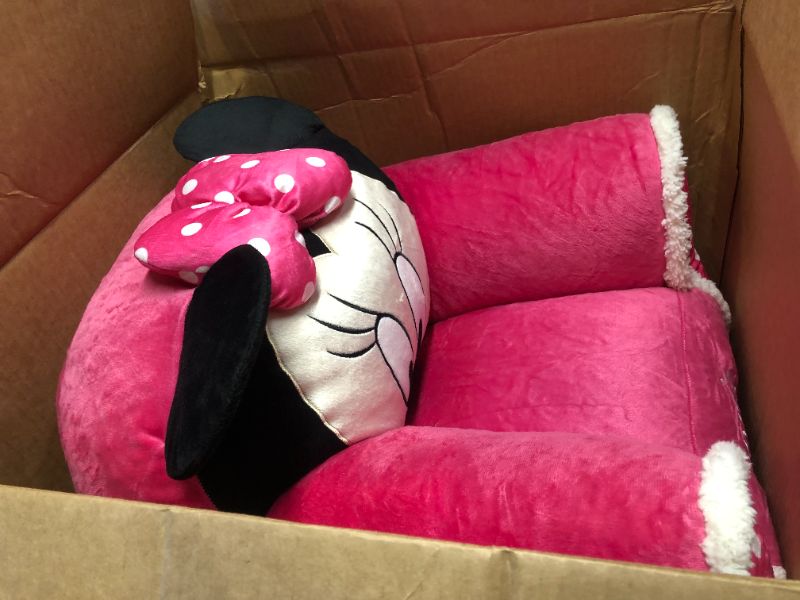 Photo 2 of Idea Nuova Minnie Mouse Figural Sherpa Trim Bean Bag Chair, Small, Pink