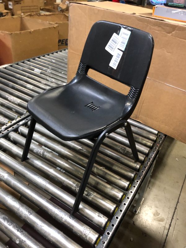 Photo 2 of Flash Furniture HERCULES Series 440 lb. Capacity Kid's Black Ergonomic Shell Stack Chair with Black Frame and 14" Seat Height