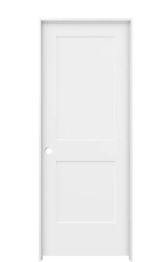 Photo 1 of 30 in. x 80 in. 2 Panel Monroe Primed Right-Hand Smooth Solid Core Molded Composite MDF Single Prehung Interior Door
