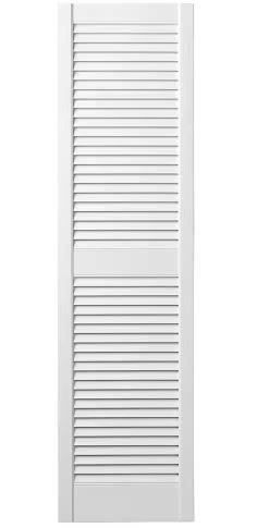 Photo 1 of 12 in. x 55 in. Open Louvered Polypropylene Shutters Pair in White
