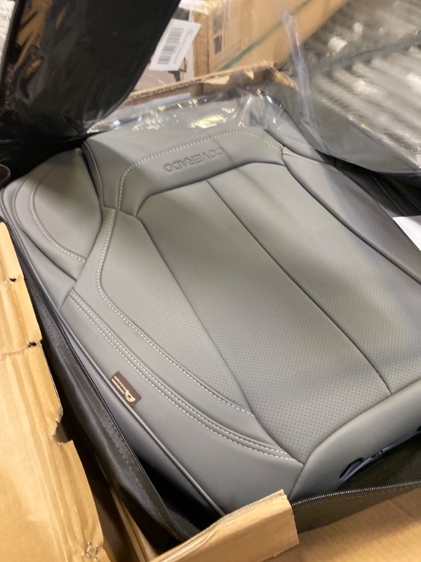 Photo 1 of Coverado Car Seat Covers 2 Pieces, Waterproof Nappa Leather Auto Seat Protectors for Front Seats, Universal Fit for Most Sedans SUV Pick-up Truck, Gray Gray FrontPair