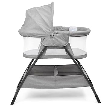 Photo 1 of Baby Delight Beside Me Doze Deluxe Baby Bassinet, Bedside Sleeper, Foldable, Removeable Canopy, Pebble Grey
