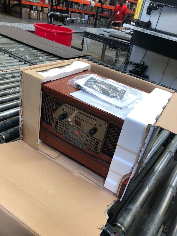 Photo 2 of Crosley CR42D-PA Lancaster 3-Speed Turntable with Radio, CD/Cassette Player, Aux-in and Bluetooth, Paprika