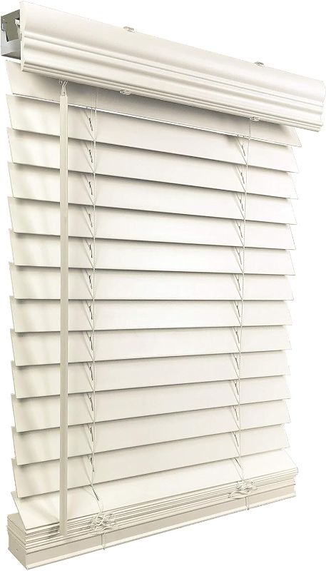 Photo 1 of 2 Cordless Faux Wood Blind 33.875 W x 84 H, Inside Mount