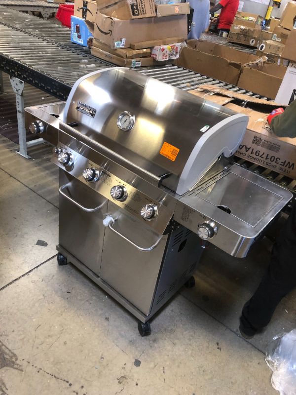 Photo 2 of 4-Burner Propane Gas Grill in Stainless with LED Controls, Side and Side Sear Burners
