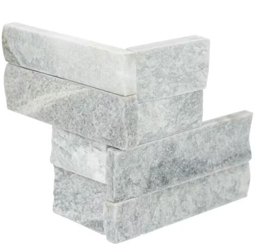 Photo 1 of Alaska Gray Mini Ledger Corner 4.5 in. x 9 in. Natural Splitface Marble Wall Tile (4 sq. ft. / case)
