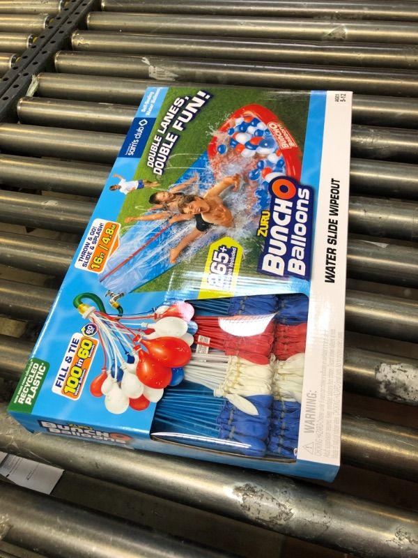 Photo 2 of ZURU Red White Blue Water Slide Large 2 Lane with 8 Bunch O Balloons

