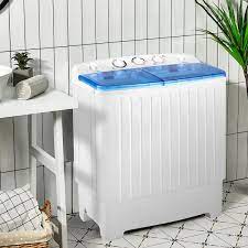 Photo 1 of 1.73 cu ft. Portable Top Load Washer and Spinner Combo in White Mini Twin Tub Washer with 17.6 lbs. Large Capacity
