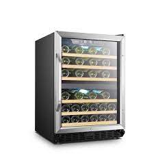 Photo 1 of 25 in. 44-Bottle Stainless Steel Dual Zone Wine Refrigerator
