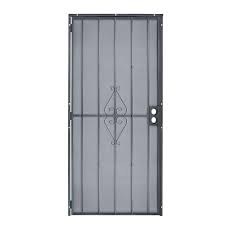Photo 1 of 34 in. x 80 in. 808 Series Protector Black Surface Mount Steel Security Door with Expanded Steel Screen
