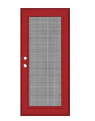 Photo 1 of 36 in. x 80 in. Full View Red Hammertone Left-Hand Surface Mount Security Door with Meshtec Screen
