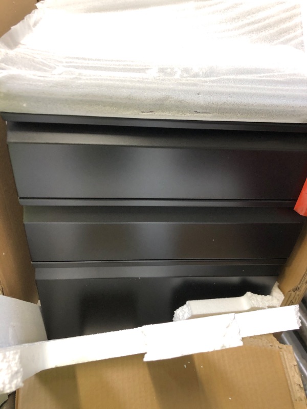 Photo 1 of DEVAISE 3-Drawer Mobile File Cabinet with Smart Lock, Pre-Assembled Steel Pedestal Under Desk, Black