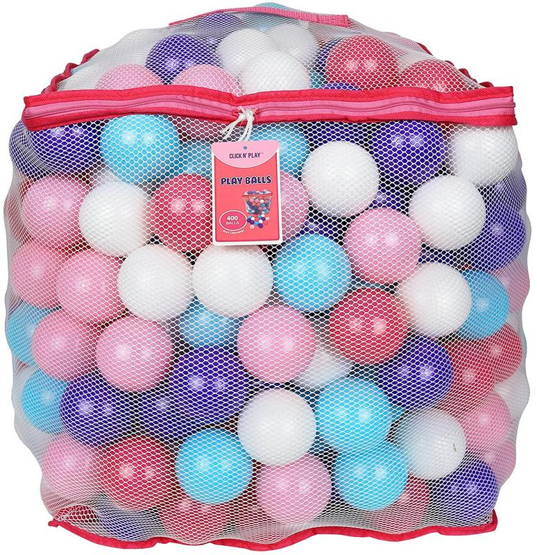 Photo 1 of Click N Play Ball Pit Balls for Kids, Plastic Refill 2.3 Inch Balls, 400 Pack, 5 Pastel Colors, Phthalate and BPA Free, Includes