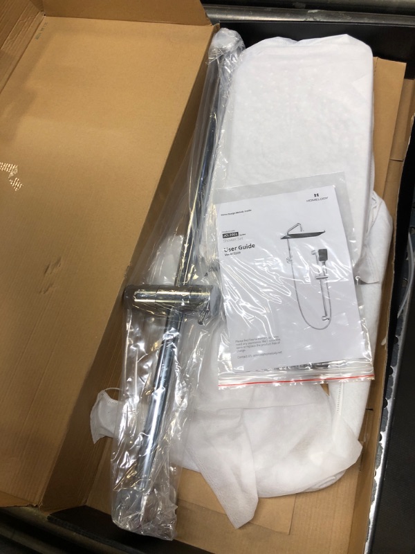 Photo 1 of Rain Shower Head with Handheld, HOMELODY 12" Square Rainfall Shower Head with 14"Extension Arm, 6"Handheld Shower Spray with Adjustable Slide Bar & 90"Shower Hose, Waterfall Fixed Showerheads, Silvery Chrome Straight Arm