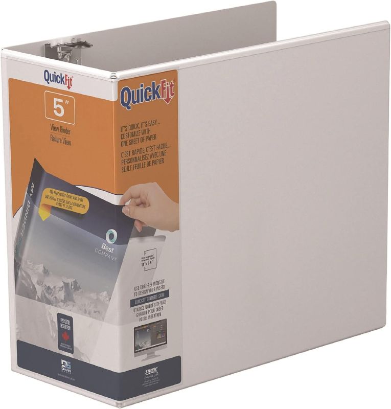 Photo 1 of Stride Quick Fit D-Ring View Binder, 5" Capacity, White