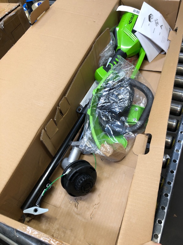 Photo 3 of Greenworks 40V 16 inch Brushless (Attachment Capable) String Trimmer, 4Ah USB Battery and Charger Included ST40L412 16" Trimmer (4.0Ah)