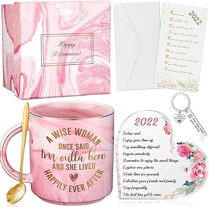 Photo 1 of 7 Pieces Retirement Gifts for Women 2022 Happy Retirement Gifts, Coffee Mug, Spoon, Heart Retirement Keepsake, Keychain, Card, Envelope, Gift Box for Retiring Teacher Boss Nurse Friend Mom Coworker