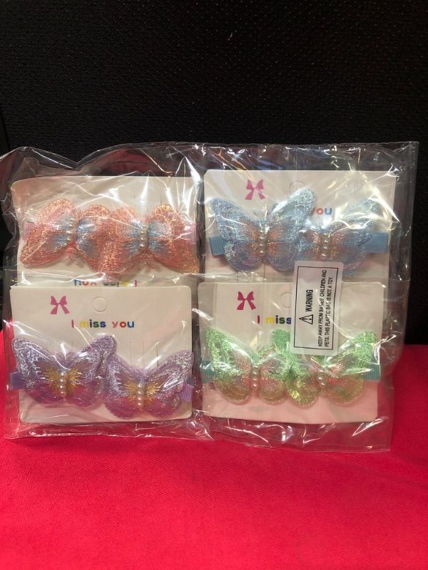 Photo 1 of  8 Pieces Pearls Butterfly Hair Clips Mini Cute Small Realistic Colorful Hair Clips Barrette Hair Accessories for Women, Girls and Baby Kids