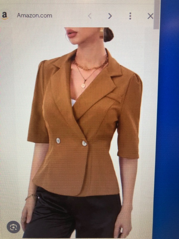 Photo 1 of Cnkwei Womens Casual Blazers Short Sleeve Lapel Collar Buttons Work Office Blazer Jackets   size  xl