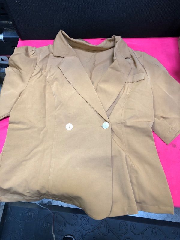 Photo 2 of Cnkwei Womens Casual Blazers Short Sleeve Lapel Collar Buttons Work Office Blazer Jackets   size  xl