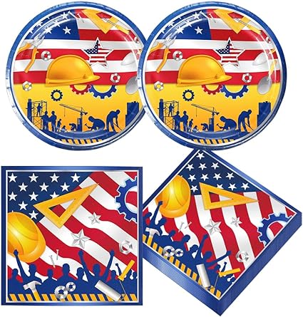 Photo 1 of  2 packs  of Egami 48pcs Labor Day Party Supplies,include 24 Plates, 24 Napkin,Used for Labor Day Party Decoration (Labor Day)
Brand: Egami   